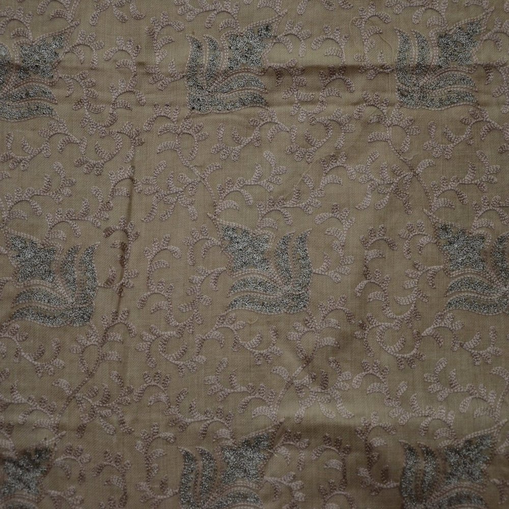 NEW Shawl, Beige, Indian Pashmina Wool, Full Embroidered Flower &Vine, 84x44 - Picture 8 of 12